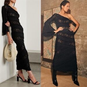 NWT Charo Ruiz Lora One Shoulder Maxi Dress in Black